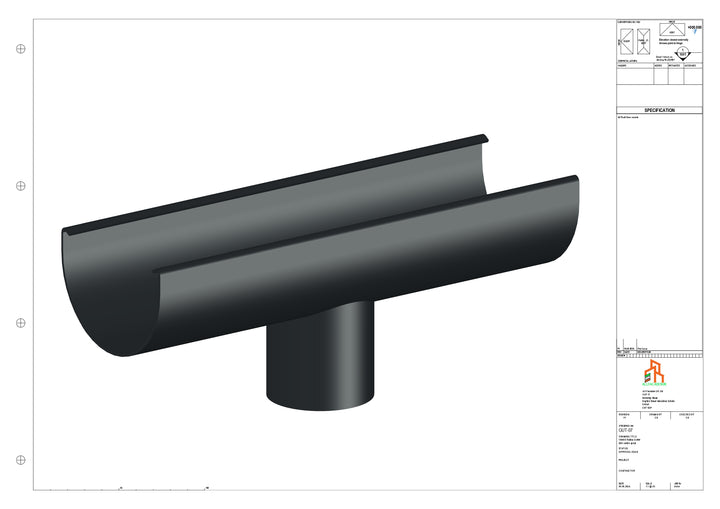 Aluminium Radius Gutter - Type 1 - Centre Spout - 63 Dia