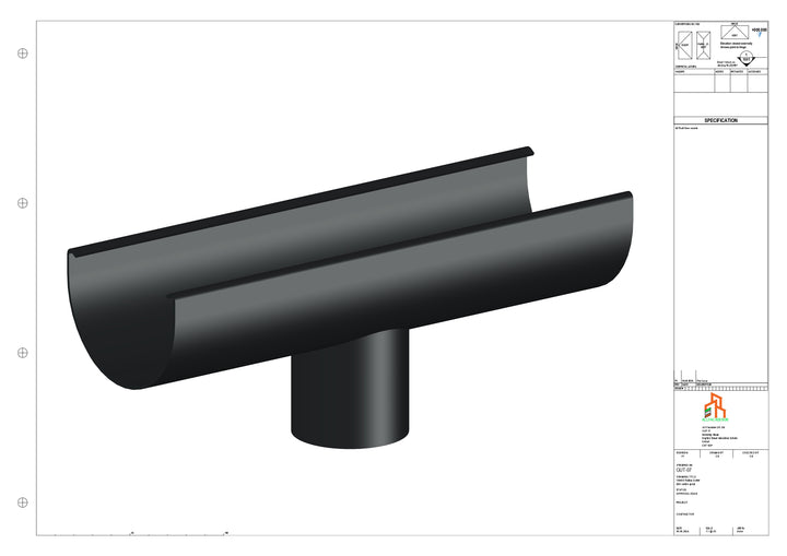 Aluminium Radius Gutter - Type 1 - Centre Spout - 63 Dia