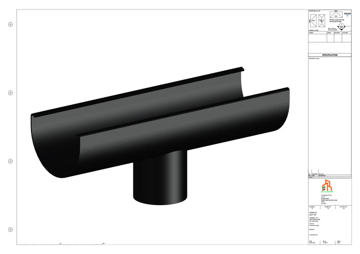 Aluminium Radius Gutter - Type 1 - Centre Spout - 63 Dia