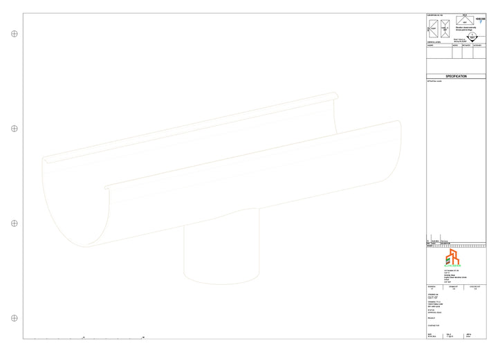 Aluminium Radius Gutter - Type 1 - Centre Spout - 76 Dia