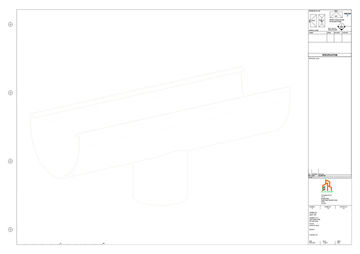 Aluminium Radius Gutter - Type 1 - Centre Spout - 63 Dia