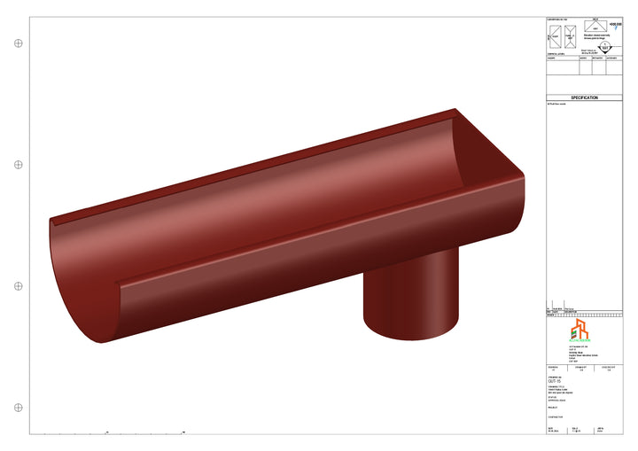 Aluminium Radius Gutter - Type 1 - End Spout - 76 Dia