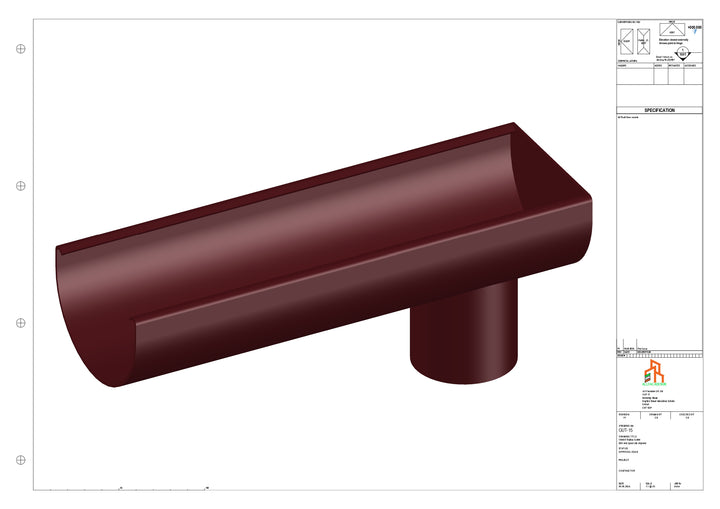 Aluminium Radius Gutter - Type 1 - End Spout - 76 Dia