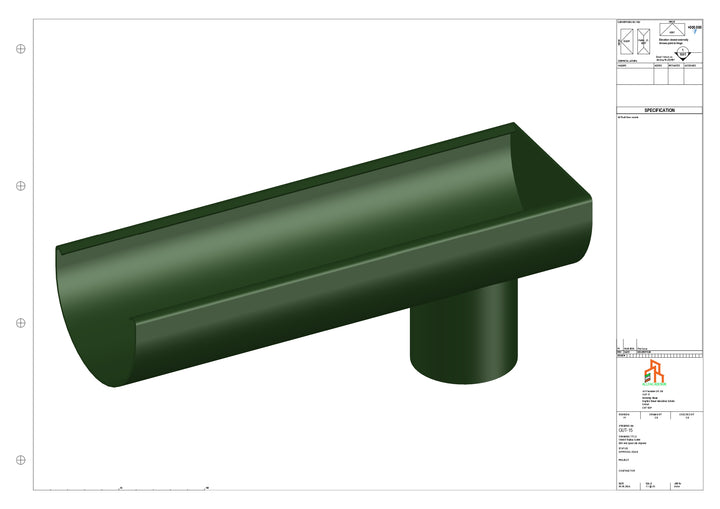 Aluminium Radius Gutter - Type 1 - End Spout - 76 Dia