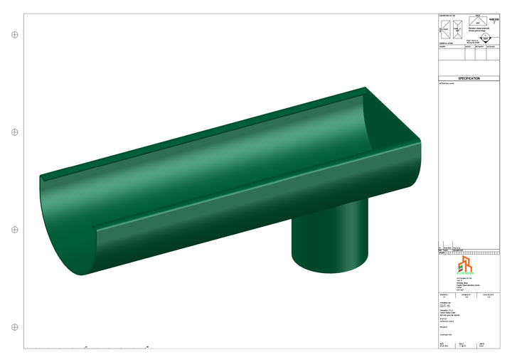 Aluminium Radius Gutter - Type 1 - End Spout - 76 Dia