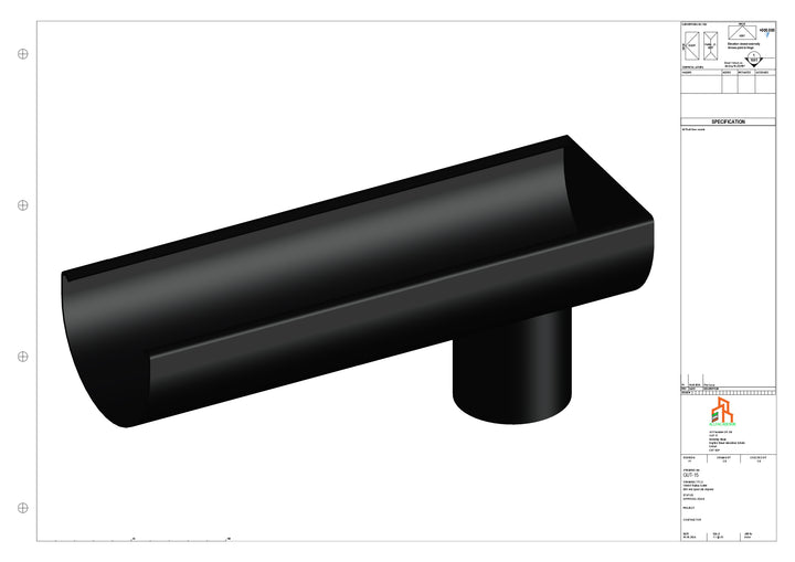 Aluminium Radius Gutter - Type 1 - End Spout - 63 Dia