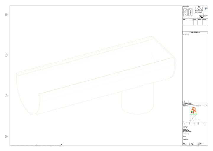 Aluminium Radius Gutter - Type 1 - End Spout - 63 Dia