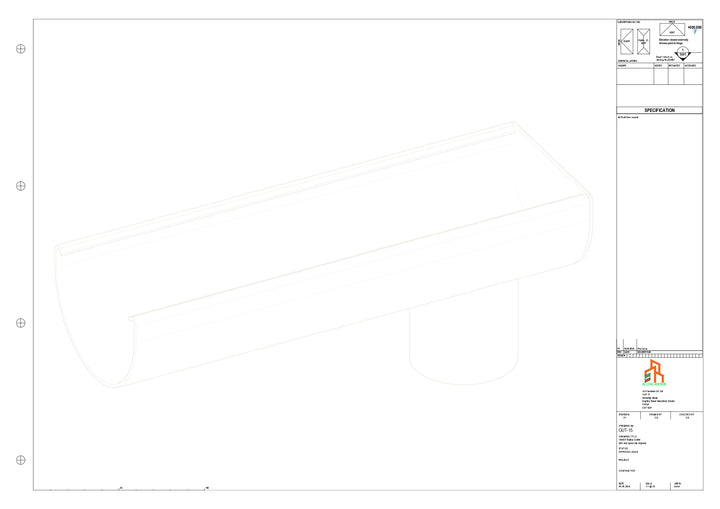 Aluminium Radius Gutter - Type 1 - End Spout - 63 Dia