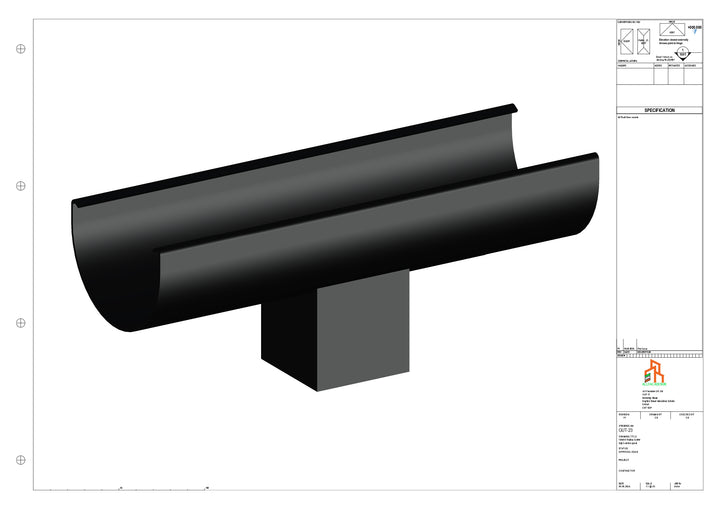 Aluminium Radius Gutter - Type 1 - Centre Spout - 76 Sq