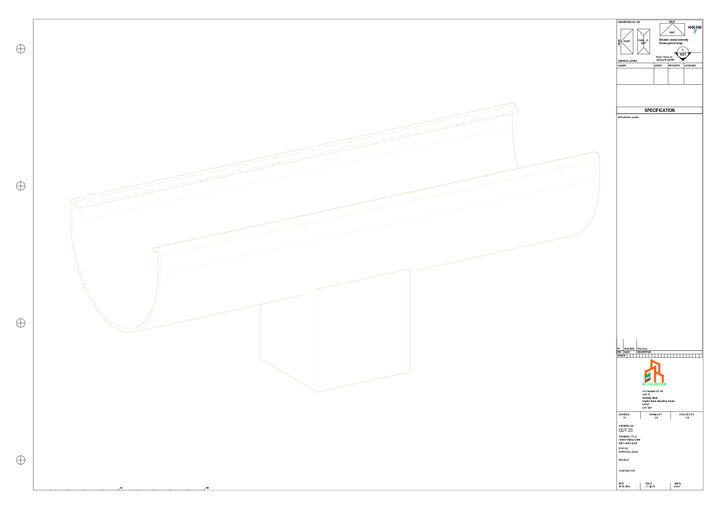 Aluminium Radius Gutter - Type 1 - Centre Spout - 63 Sq