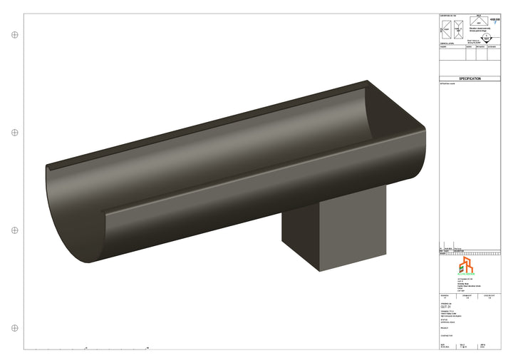 Aluminium Radius Gutter - Type 1 - End Spout - 76 Sq