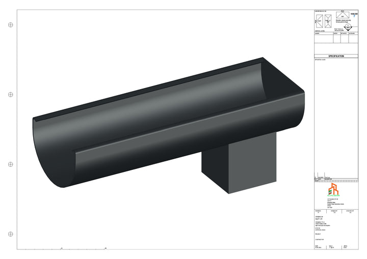 Aluminium Radius Gutter - Type 1 - End Spout - 76 Sq