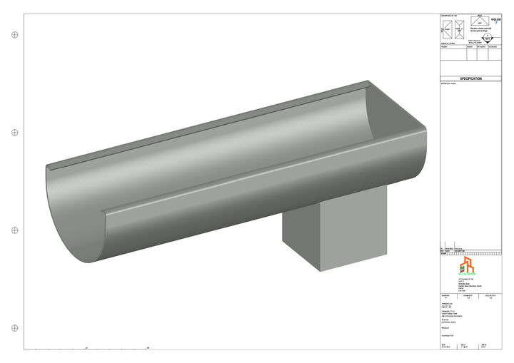 Aluminium Radius Gutter - Type 1 - End Spout - 63 Sq