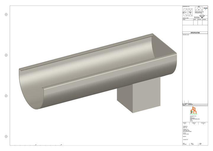Aluminium Radius Gutter - Type 1 - End Spout - 76 Sq
