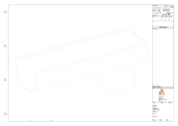 Aluminium Radius Gutter - Type 1 - End Spout - 76 Sq