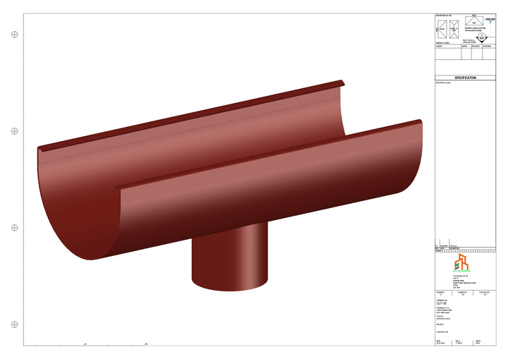 Aluminium Radius Gutter - Type 2 - Centre Spout - 63 Dia