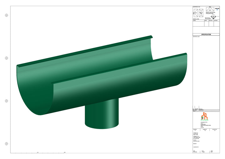 Aluminium Radius Gutter - Type 2 - Centre Spout - 100 Dia