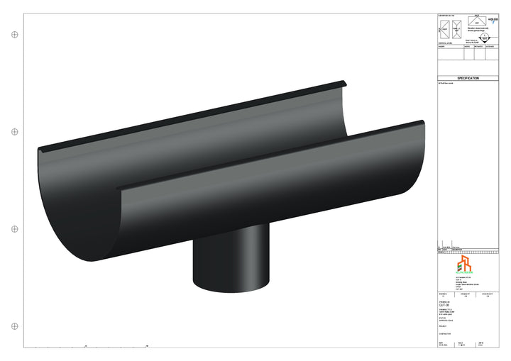 Aluminium Radius Gutter - Type 2 - Centre Spout - 63 Dia