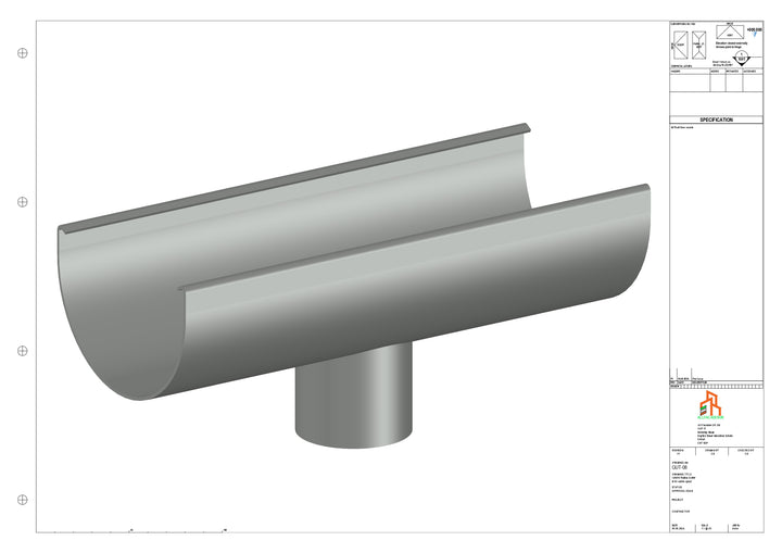 Aluminium Radius Gutter - Type 2 - Centre Spout - 100 Dia