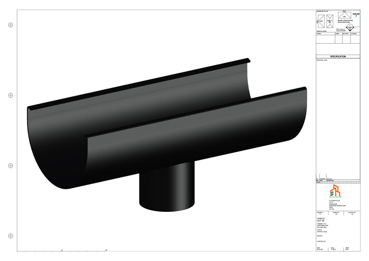 Aluminium Radius Gutter - Type 2 - Centre Spout - 100 Dia