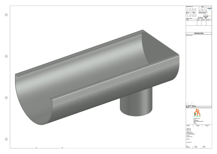 Aluminium Radius Gutter - Type 2 - End Spout - 76 Dia