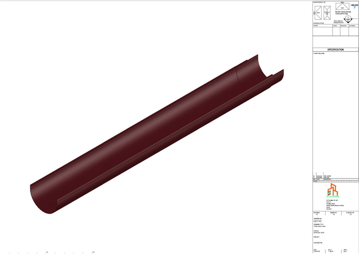 Aluminium Radius Gutter - Type 2 - 3M Length
