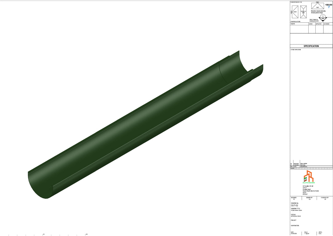 Aluminium Radius Gutter - Type 2 - 3M Length