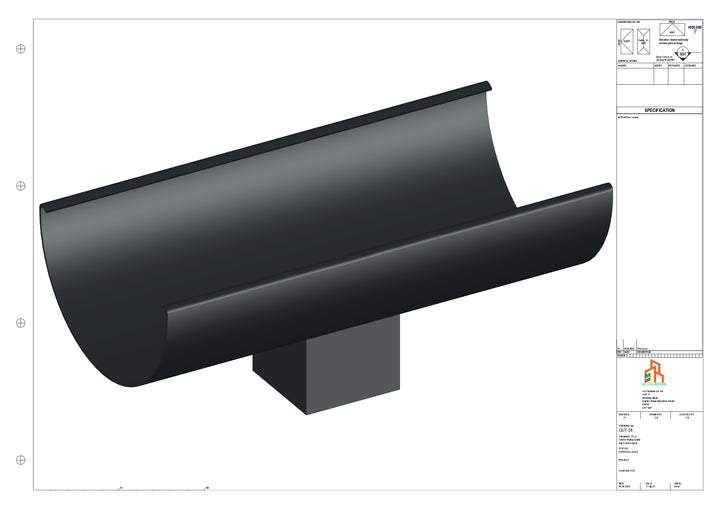 Aluminium Radius Gutter - Type 2 - Centre Spout - 100 Sq
