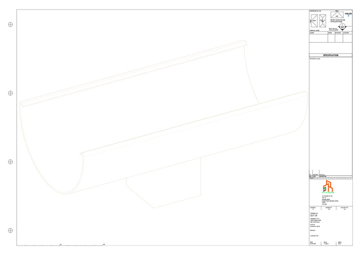 Aluminium Radius Gutter - Type 2 - Centre Spout - 63 Sq