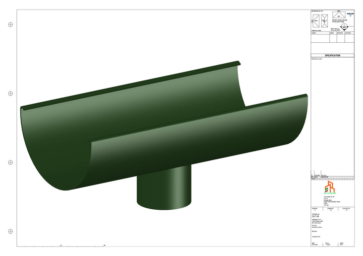 Aluminium Radius Gutter - Type 3 - Centre Spout - 63 Dia