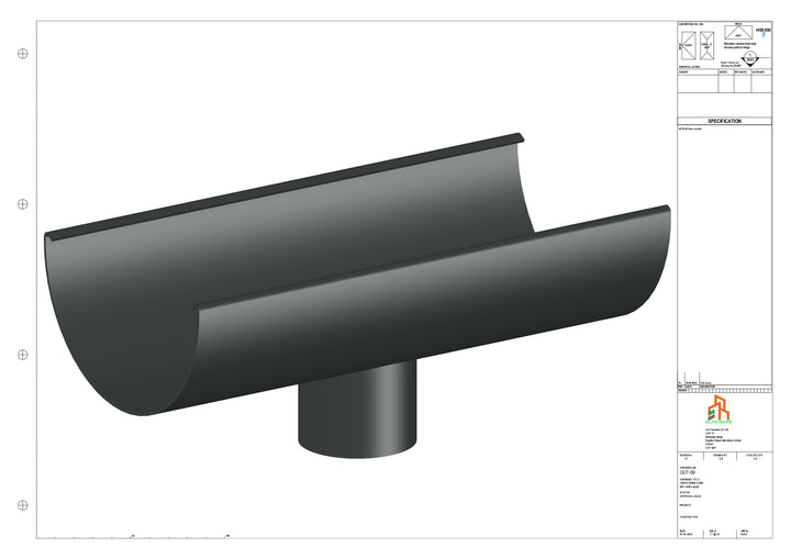 Aluminium Radius Gutter - Type 3 - Centre Spout - 63 Dia