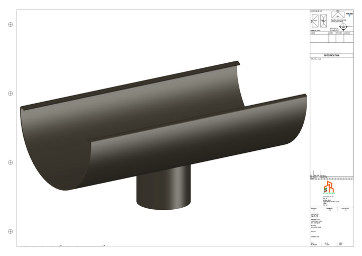 Aluminium Radius Gutter - Type 3 - Centre Spout - 63 Dia