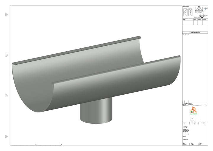 Aluminium Radius Gutter - Type 3 - Centre Spout - 63 Dia