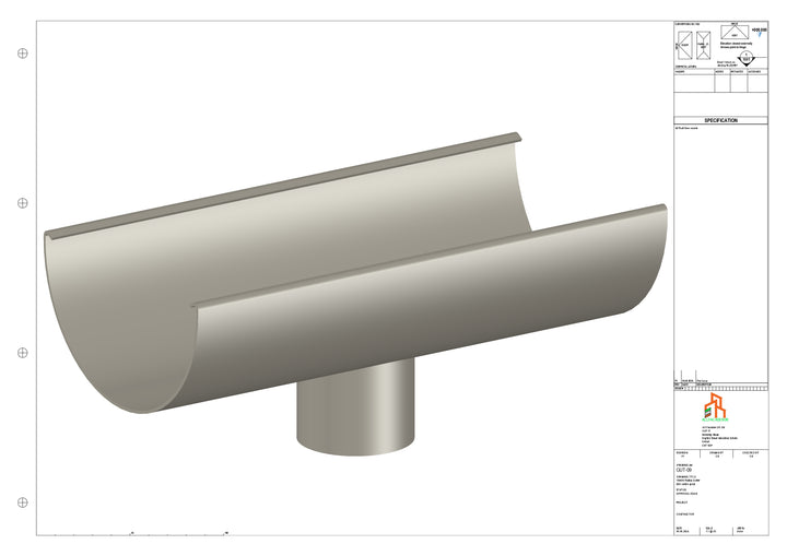 Aluminium Radius Gutter - Type 3 - Centre Spout - 76 Dia