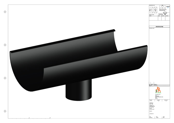 Aluminium Radius Gutter - Type 3 - Centre Spout - 76 Dia