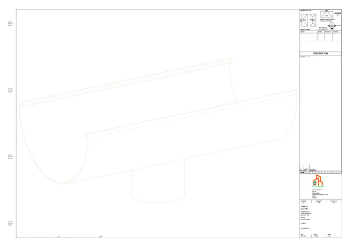 Aluminium Radius Gutter - Type 3 - Centre Spout - 76 Dia