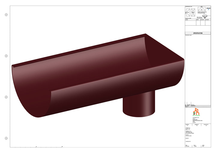 Aluminium Radius Gutter - Type 3 - End Spout - 76 Dia