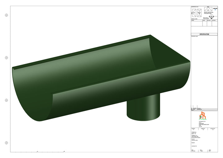 Aluminium Radius Gutter - Type 3 - End Spout - 100 Dia