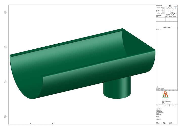 Aluminium Radius Gutter - Type 3 - End Spout - 100 Dia