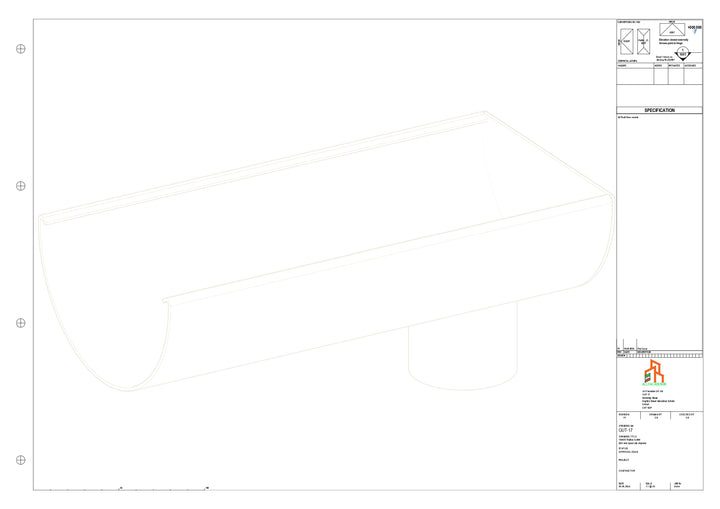 Aluminium Radius Gutter - Type 3 - End Spout - 76 Dia