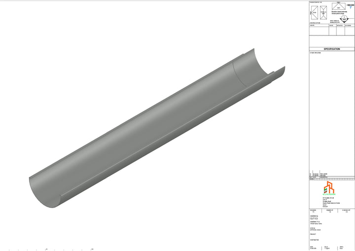 Aluminium Radius Gutter - Type 3 - 3M Length