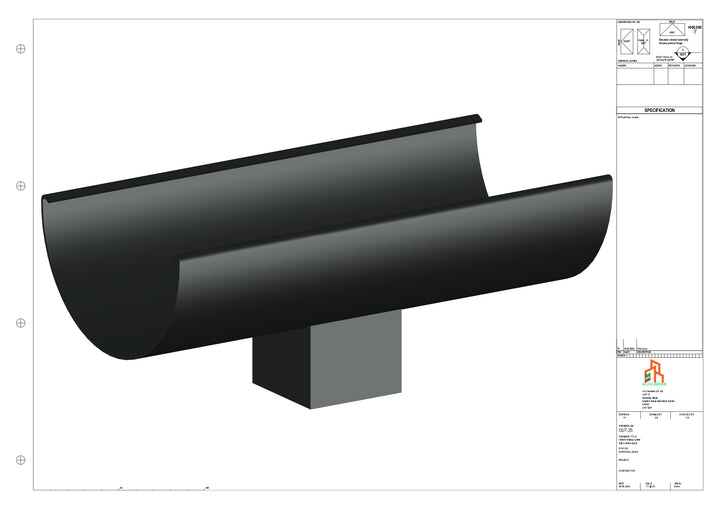 Aluminium Radius Gutter - Type 3 - Centre Spout - 100 Sq