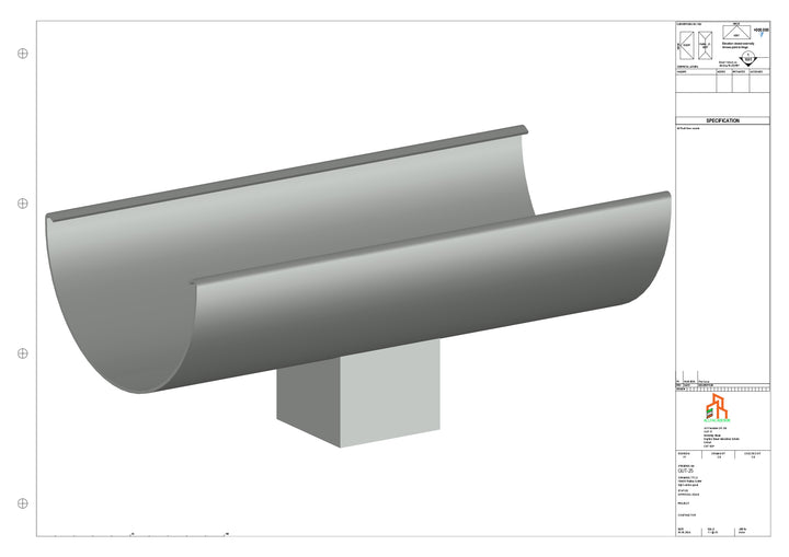 Aluminium Radius Gutter - Type 3 - Centre Spout - 100 Sq