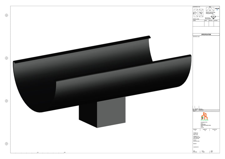Aluminium Radius Gutter - Type 3 - Centre Spout - 76 Sq