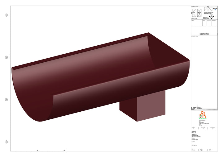 Aluminium Radius Gutter - Type 2 - End Spout - 100 Sq