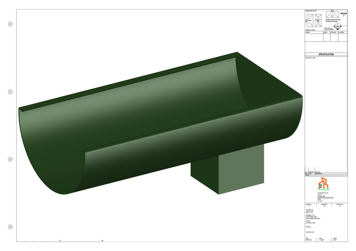 Aluminium Radius Gutter - Type 2 - End Spout - 63 Sq