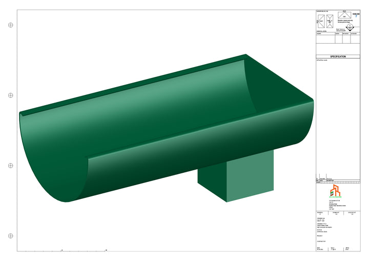 Aluminium Radius Gutter - Type 2 - End Spout - 63 Sq
