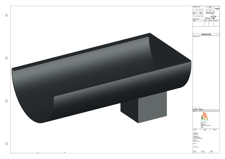 Aluminium Radius Gutter - Type 2 - End Spout - 63 Sq