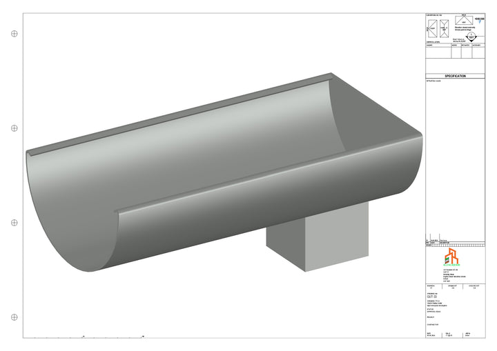 Aluminium Radius Gutter - Type 2 - End Spout - 63 Sq