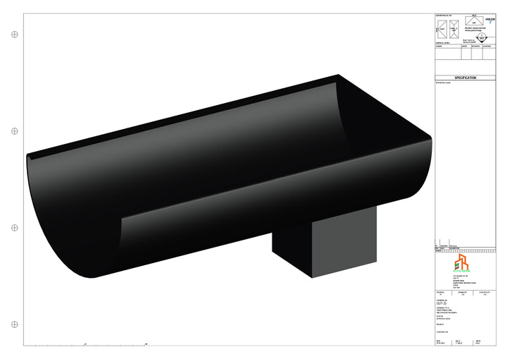 Aluminium Radius Gutter - Type 2 - End Spout - 63 Sq